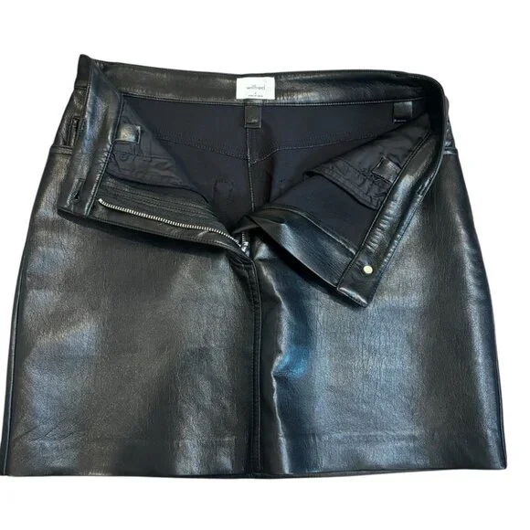 Aritzia Wilfred Dakota Black Vegan Leather Mini Skirt Size 4 - Picture 5 of 8